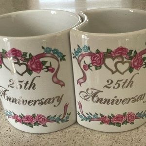 25 th wedding anniversary  2 cups vintage